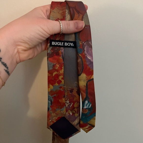 Bugle Boy Polyester Tie Multi Color Floral Watercolor Men Necktie Made In USA - Picture 2 of 5